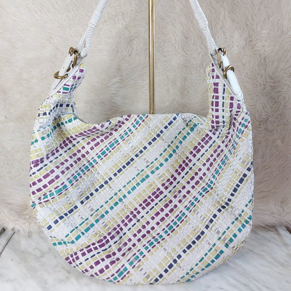 Elliott Lucca Women's Multi-Colour Weaving Leather Satchel Shoulder Bag - Picture 3 of 12